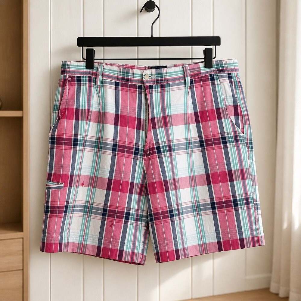 Saddlebred Men's Plaid Cotton Shorts Size 38 #447